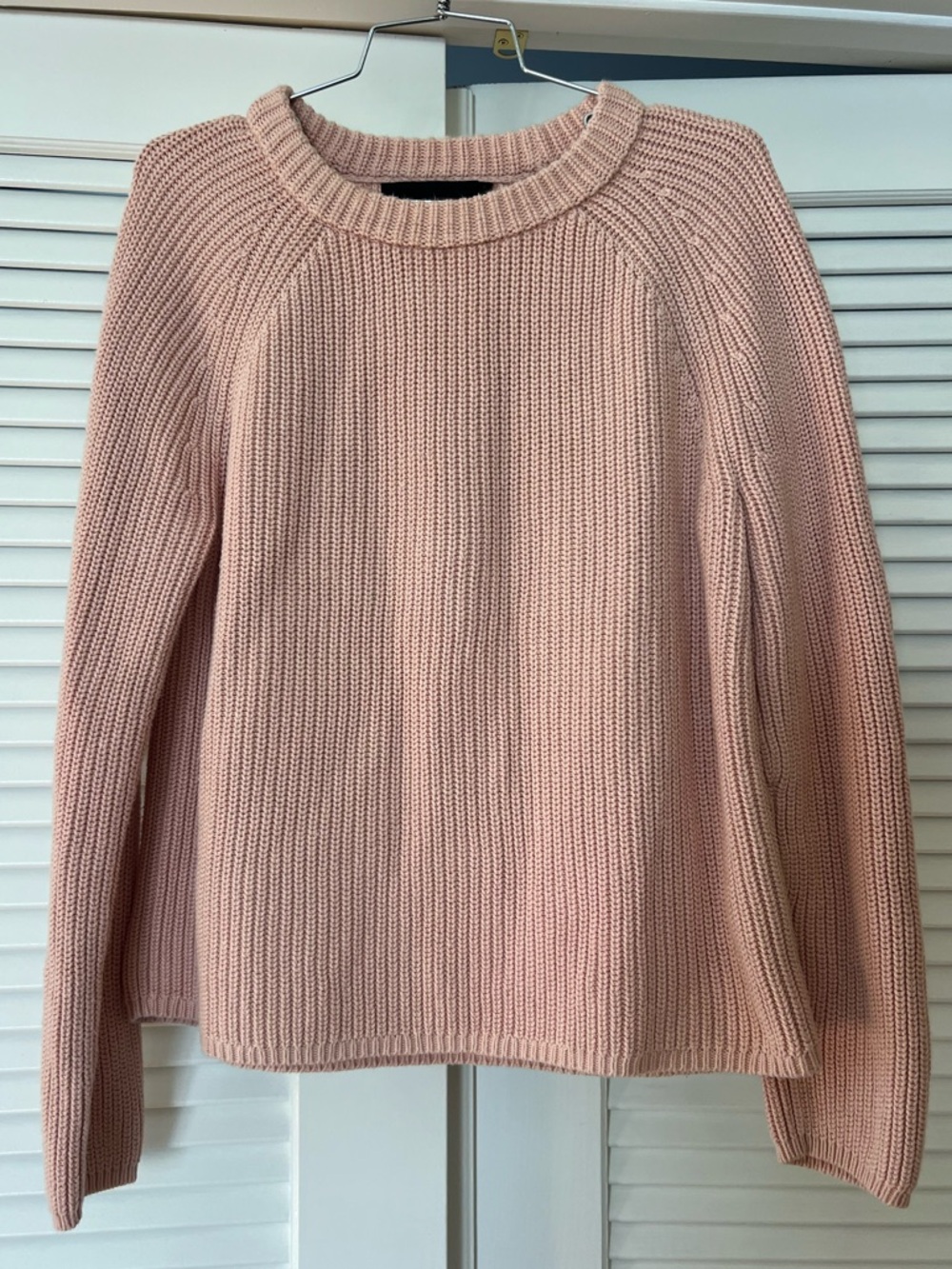 Jenni Kayne Cotton Fisherman Sweater Pink Rose Small